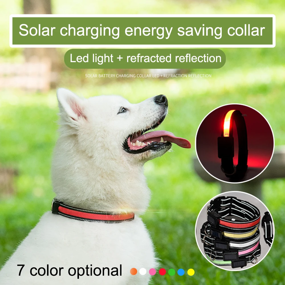 LED solar charging luminous collar flash pet collar