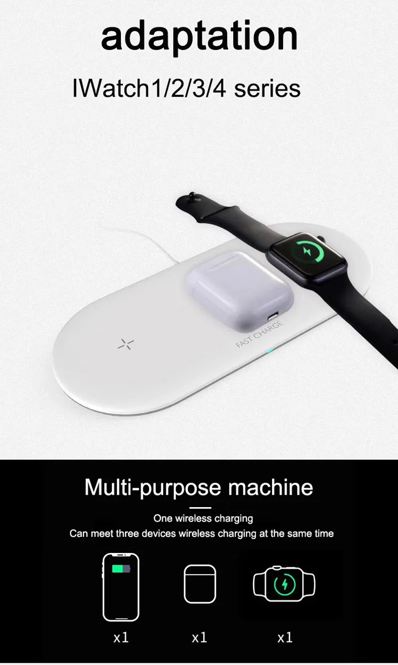 3 в 1 лучшее Беспроводное зарядное устройство для Iphone и Apple Watch 4 Airpods 10 Вт быстрая Беспроводная Накладка для iPhone 11 PRO X XR 8 samsung note 10
