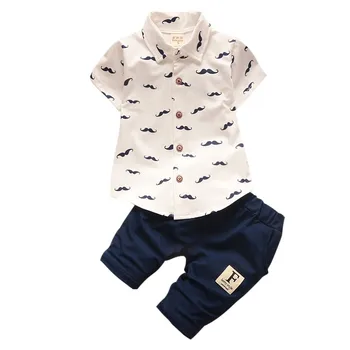 

Baby Boy Clothing Sets Bebe Fashion T-shirt+Solid Pants Set Summer Kid Outfit Toddler Children Cotton Tracksuit Clothes 1