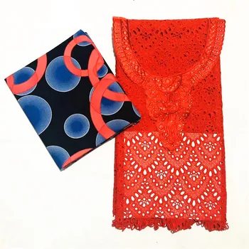 

african wax print fabric guipure lace with collar high quality ankara match african lace fabric sets 3+2 yards