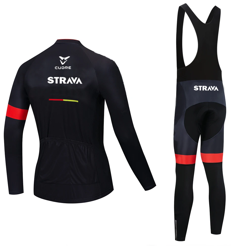 Мужская велосипедная одежда STRAVA с длинным рукавом комплекты велосипедных Джерси