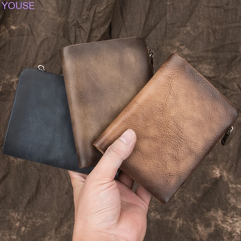

Retro Wallet Leather Bag First Layer Cattlehide Card Bag Men Casual Genuine Leather Large Capacity Multi Card Bit Wallet