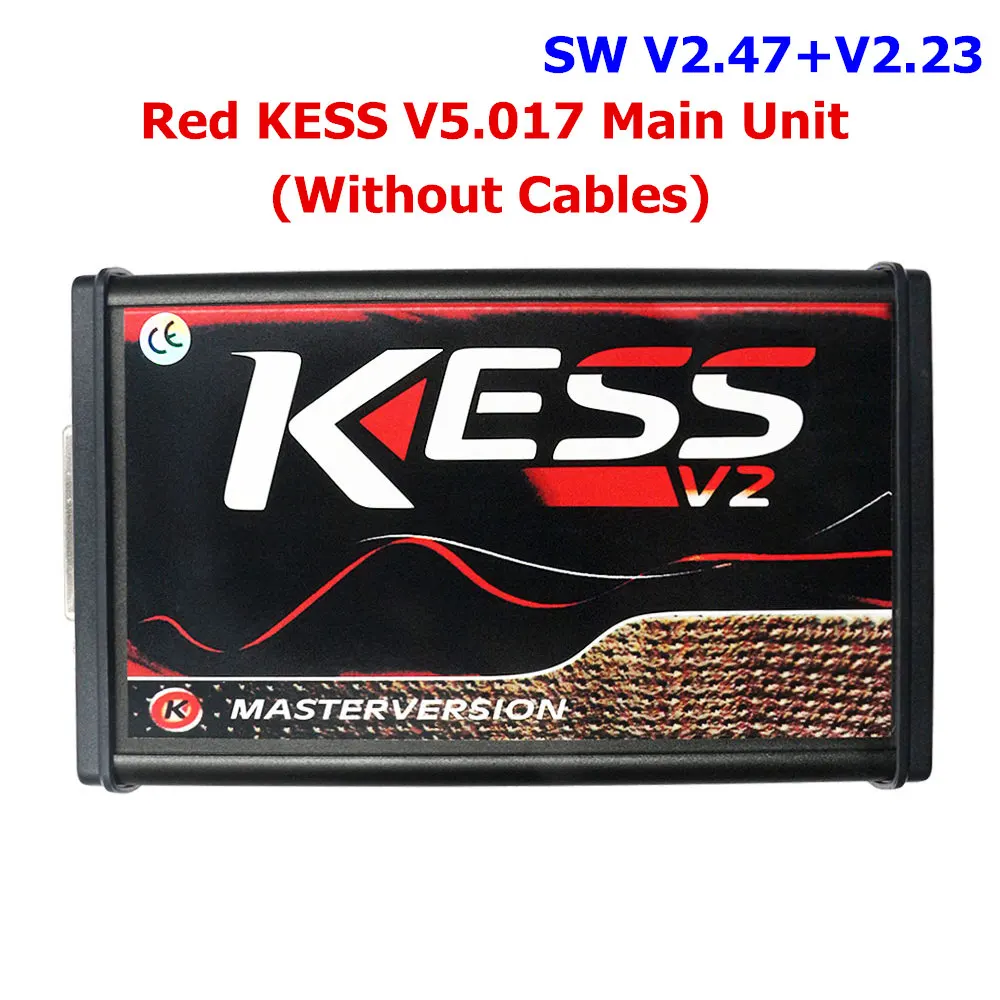 KESS V2.47 V5.017 EU красный ЭБУ Титан KTAG V2.25 V7.020 4 светодиодный онлайн мастер-версия СВЕТОДИОДНЫЙ BDM Рамка ЭБУ OBD2 автомобиль/Грузовик программист - Цвет: Red KESS Main Unit