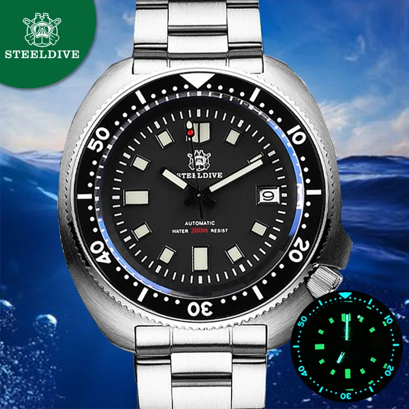US $116.28 STEELDIVE NH35 Automatic Watch 200m Mens Mechanical Watch Luxury Sapphire Crystal Luminous Driving Watches Undefined Diver Watch
