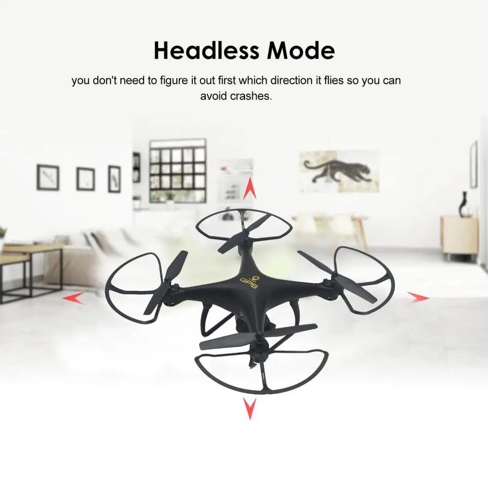 

LH-X25GWF Mini Wifi Control Distance GPS FPV 4-Axis RC Drone with 720P HD Camera LED Light One Key Return 1*Batteries