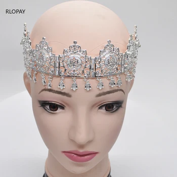 

Tassels head accessories women Arabic bridal hair accessories rhinestone luxury crystal headband