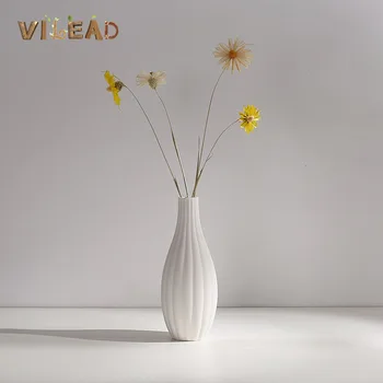 

VILEAD 8 Styles Ceramic White Vase Modern Dried Flowers Simple Hydroponic Living Room Bedroom Table Abstract Art Vase Decor Home