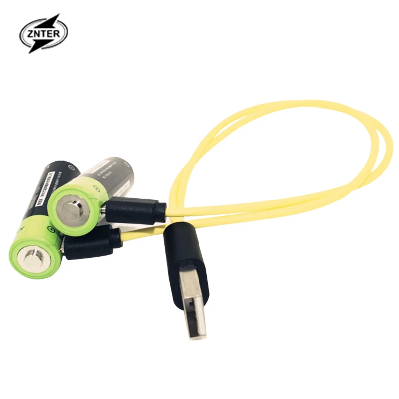 

ZNTER NEW battery ! 2pcs 1.5V AA 1250MAH li-polymer lithium li-ion rechargeable battery with USB charging line