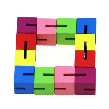 

Colorful Wooden Cube Puzzle Toy Mini Cube Shape Wood String Twisted Change Magic Decompression Cube Toy