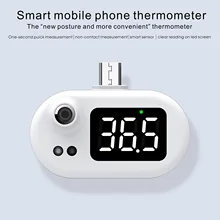 Mini termômetro usb termômetro digital do telefone móvel com display led sem contato sensor de temperatura infravermelho tipo-c higrômetro