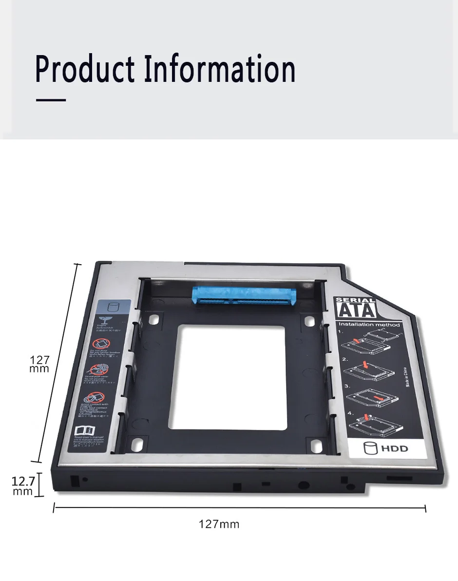 Слесарный 2nd HDD Caddy 12,7 мм Алюминий Optibay SATA 3,0 коробка для жесткого диска корпус DVD адаптер 2,5 SSD 2 ТБ для ноутбука CD-ROM