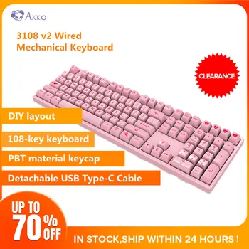 

Akko 3108 V2 Wired Mechanical Keyboard 108 Keys With 9 Additional Keycaps USB Type-C Gaming Keyboards