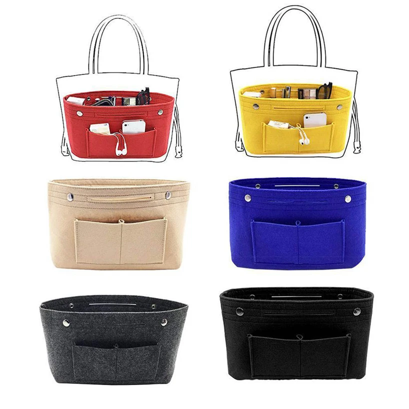 Ladies Fashion Handbag Storage Bag Wallet Insert  Felt Multi Pocket Handbag Utility Bag Durable practical  convenient household