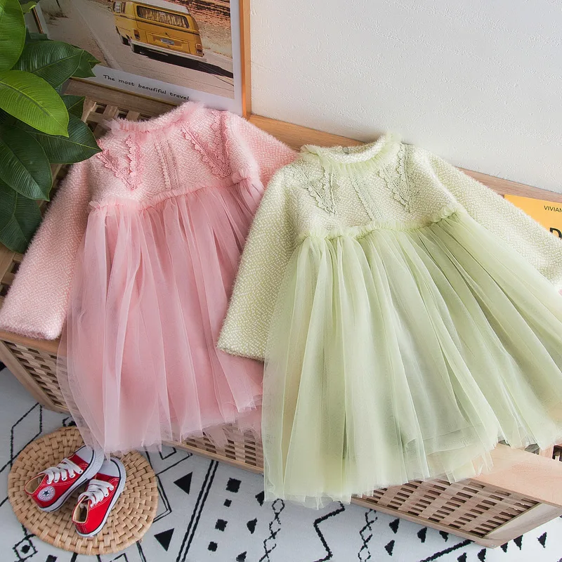 Baby Winter Dresses Thicken Warm Kids Lace Dresses Fashion High-grade Girls Princess Dress Cute Baby Girl Clothes 3 4 5 6 7