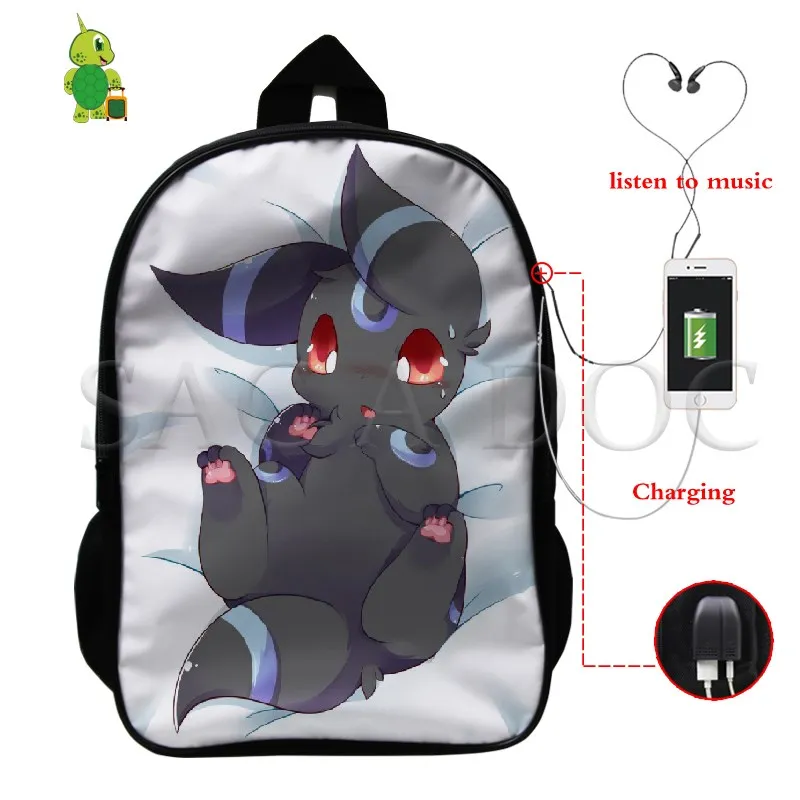Pokemon Mewtwo Umbreon рюкзак для женщин и мужчин многофункциональный USB зарядка школьные и дорожные сумки для подростков студентов ноутбук рюкзак - Цвет: 20