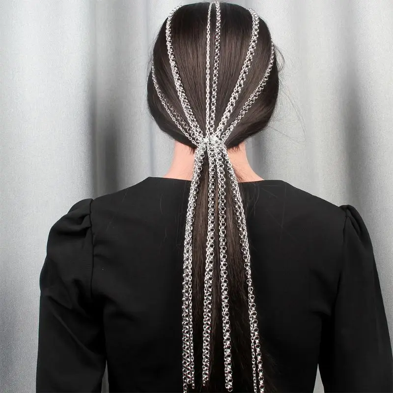 Популярные аксессуары для волос с зубчатой алюминиевой цепью тренд моды женщин головы цепочки на голову