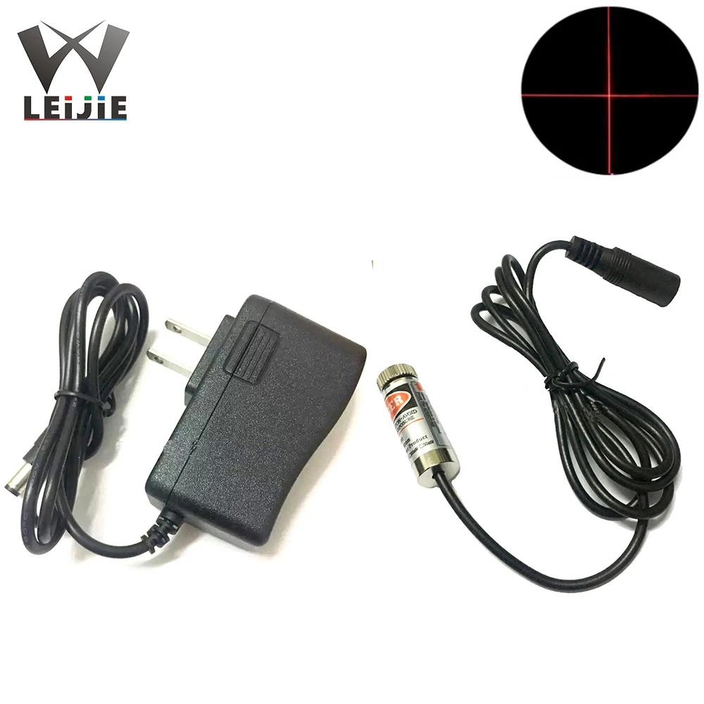 Cross Focusable 650nm 5mW 12*35mm Red Laser Module 12mm LED LD Module with 12V 1A Adapter Plug