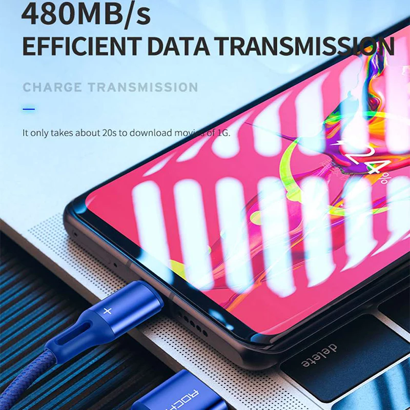 ROCK USB C кабель 5A Supercharge usb type C кабель для huawei p20 lite Быстрая зарядка быстрое зарядное устройство кабель для samsung S9 8 Note