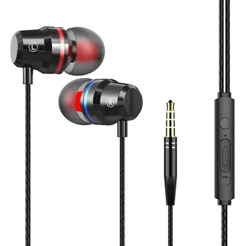 

New Style Bass Metal Headset with Wheat Tuning Universal Sports Game Headphones In-ear Headphone Wire earbuds iphone earphone