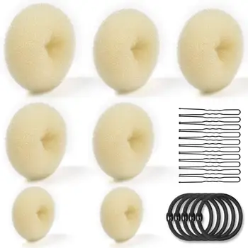 

Donut Bun Maker, Hair Bun Maker 7pcs Hair Ring Style Bun Maker Set with 5pcs Hair Elastic Bands, 10pcs Hair Pins
