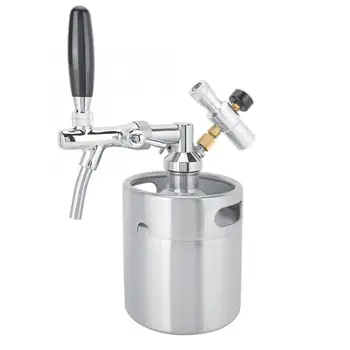 

Brewing 2L Stainless Steel Homebrew Mini Keg Tap Beer Dispenser with 2 Class Pressure Gauge Beer