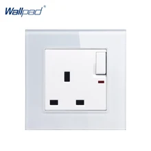 Британский разъём гнезда Wallpad с украшением в виде кристаллов Стекло Панель 110 V-250 V Switched 13A Британский Стандартный электрические розетки Мощность розетка Великобритании с светодиодный