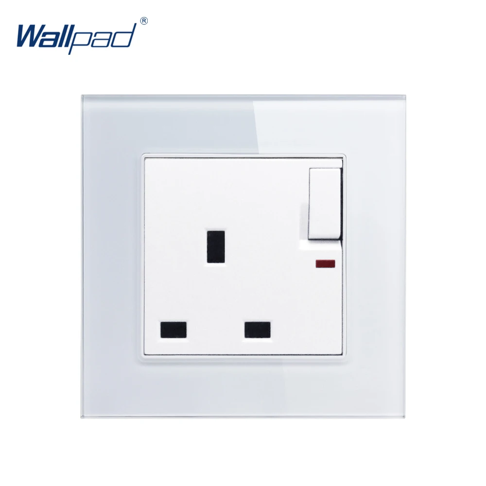 UK Socket Wallpad Crystal Glass Panel 110V-250V Switched 13A British Standard Electrical Wall Power Outlet with LED | Обустройство