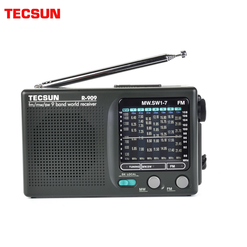 TECSUN R-909 магнитола fm/mw/sw 9 диапазонов мирового диапазона приемник ультра-тонкий