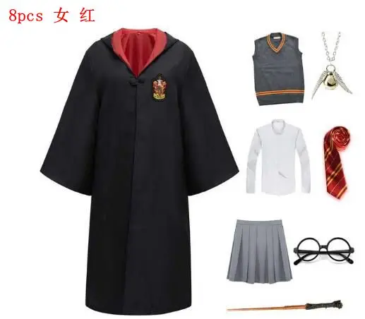 thumbnail image 1 of Capa de túnica mágica, disfraz de Potter, traje de Hermione, corbata, bufanda, varita, gafas, regalo de Godric, disfraz de Potter, ropa de fiesta de Halloween, 1 of 5
