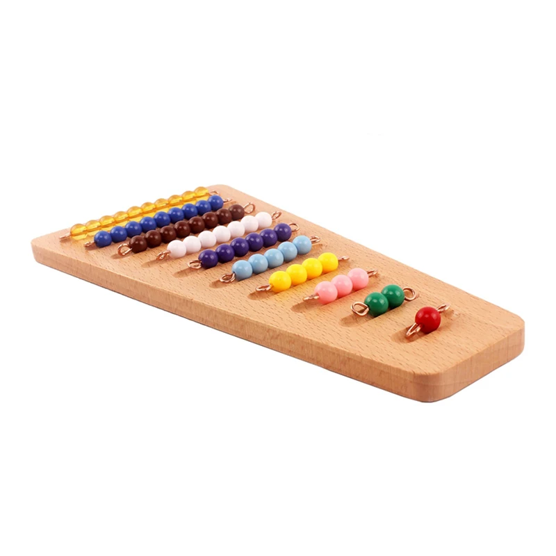 Montessori Wood Bead Toy Colored Bead Stairs with Tray 1-10 Beads Math Early Childhood Education Preschool Training Learning Toy 3