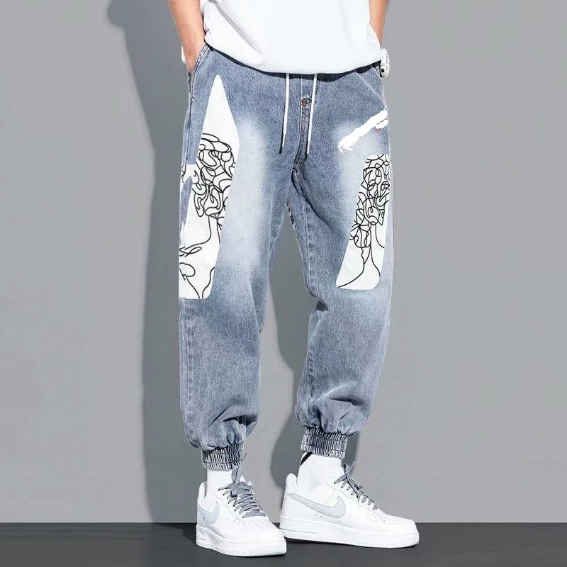 Memory Constitution Junction Calça jeans masculina folgada de desenho animado plus size, calça harém  anime|Jeans| - AliExpress