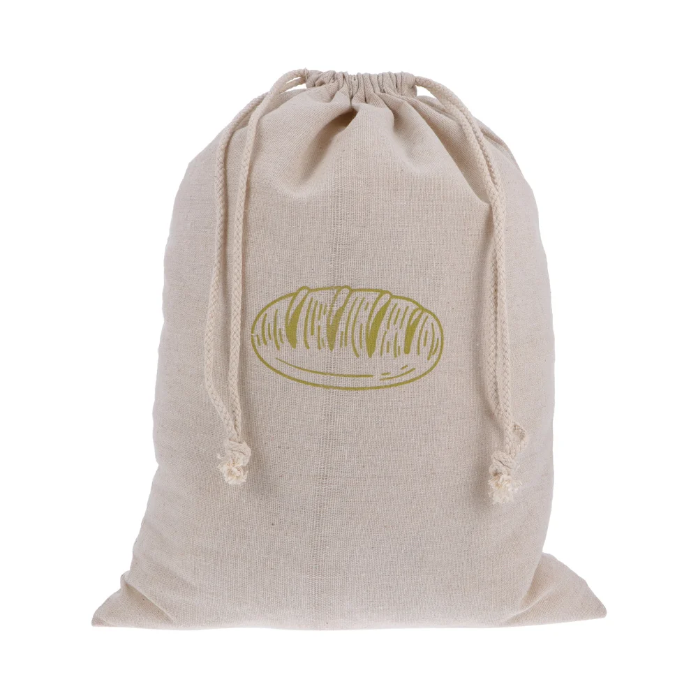 Bolsa de lino con cordón reutilizable para pan, 1 unidad