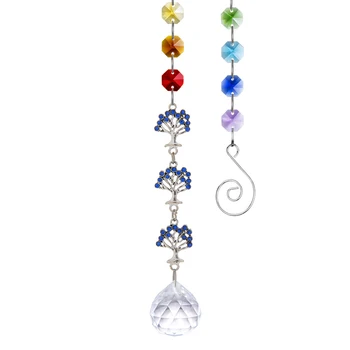 

H&D Chakra Garden Suncatcher Window Hanging Fengshui Rainbow Maker Chandelier Ball Prism with Tree Of Life Pendant Ornament Gift