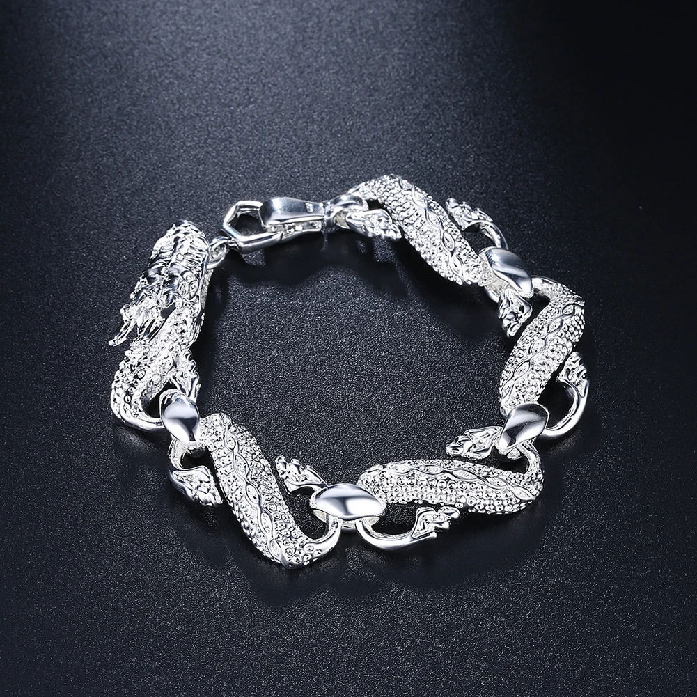 925 Sterling Silver Classic Fashion Dragon Chain Bracelets For Women Charms Wedding Party Girls Fine Retro Jewelry 2021