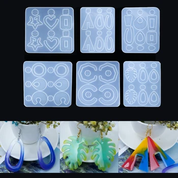 

DIY Crystal Epoxy Earrings Ear Pendant Mold Geometric Collection Mold Resin Ring Handmade Jewelry Mold