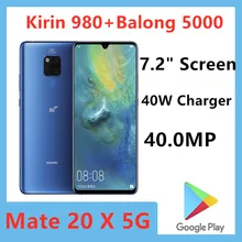 International Version HuaWei Mate 20 X 5G EVR-N29 Smart Phone 40.0MP Kirin 980 40W Charger 7.2" Screen 8GB 256GB Android 9.0 NFC