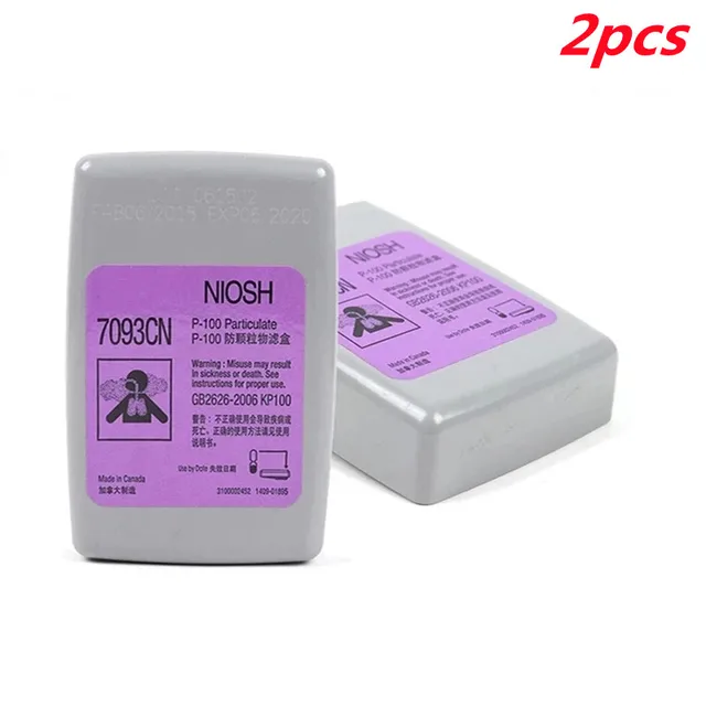 2pcs/Set New Gas Mask Replaceable Filtering Cartridge Box For 6200/7502/6800 Mask Chemical Respirator Painting Spraying Safety 7093CN Filtering Box