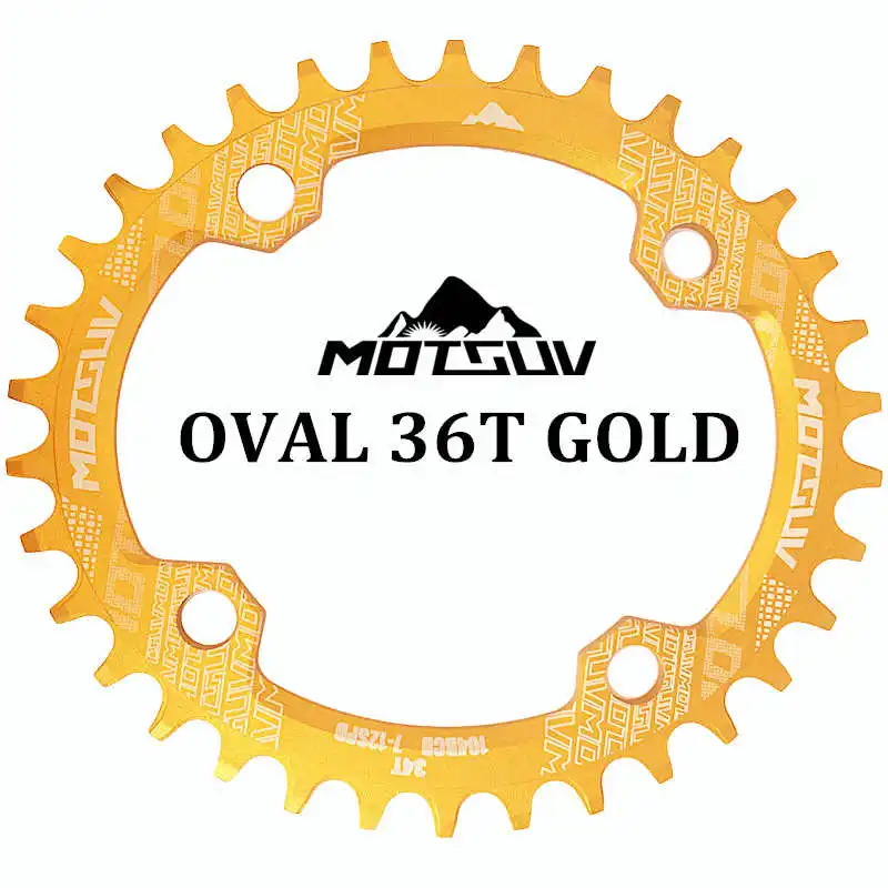MOTSUV велосипед Crank 104BCD 32 T/34 T/36 T/38 T овальная Звездочка узкий широкий MTB велосипедная Звездочка круг шатунная пластина запчасти для велосипеда - Цвет: Gold Oval 36T