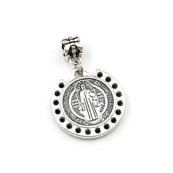 

Dots Saint St Benedict of Nursia Patron Against Evil Medal Dangle religion Charm Beads Fit Charm necklace 19.8x32mm 50pcs/lots
