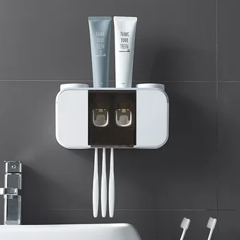 

Magnetic Adsorption Toothbrush Holder Automatic Toothpaste Dispenser Wall-mounted Bathroom Accessories Sets Home Storage Shelves