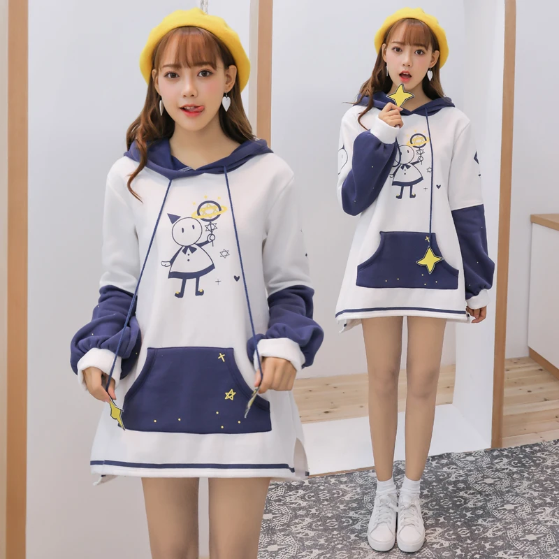 

Hoodies Women Autumn Elegant Trendy Leisure Hooded Womens Pullover Students Cartoon Printed Long Sleeve Ladies Sweatshirts