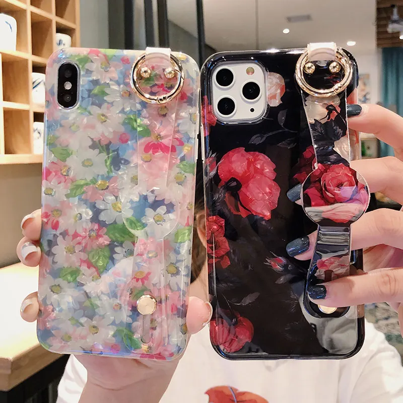 Flowers Phone Case For Huawei P10 P20 P30 Pro Soft TPU Wrist Strap Holder Cover Mate 30 20 Nova 4 5 3i 2S Honor 9 10 |
