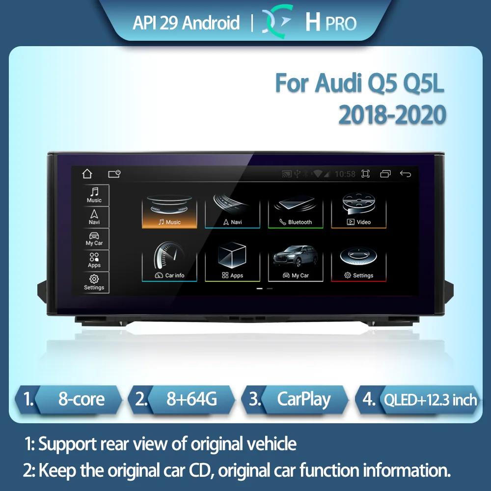 For Audi Q5 Q5L 2018 2020 smart multimedia video player Q5 radio GPS 4G