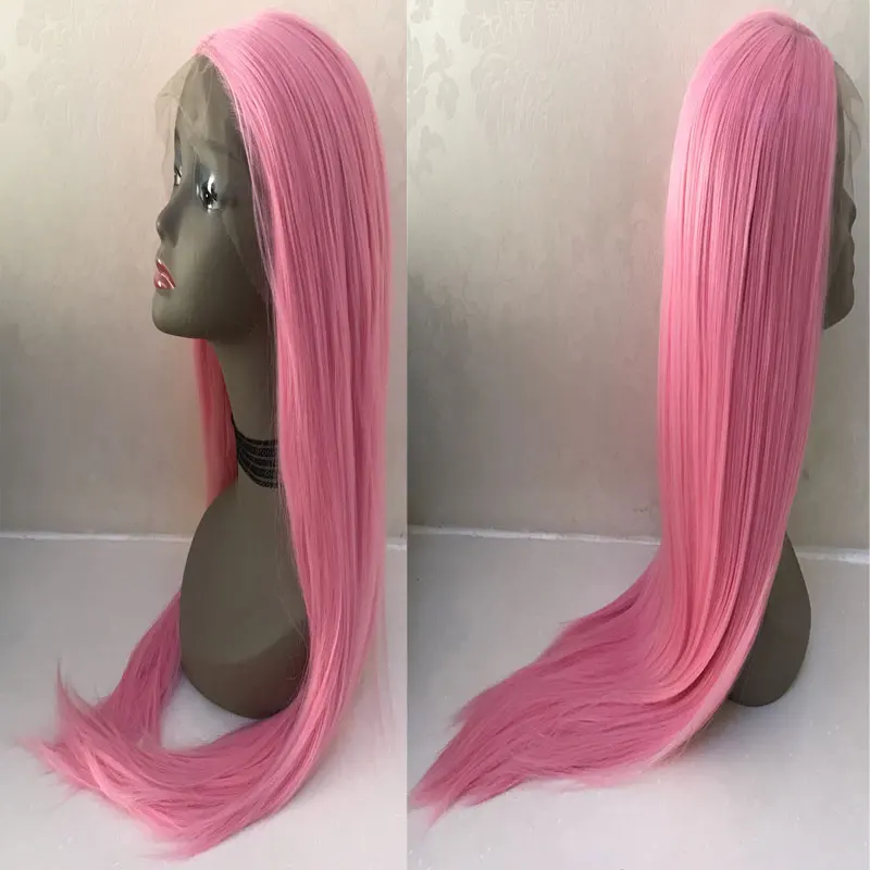 BM синтетический 13*3 парик на кружеве живой розовый шелковистый прямой жаропрочных волокон волос натуральный волос часть для женщин парики