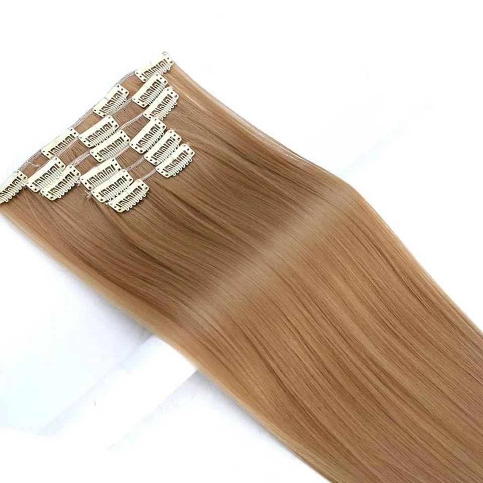 MANWEI 6 шт./компл. длинные прямые волосы для наращивания на заколке настоящий синтетический 22 дюймов парик чёрный; коричневый красный