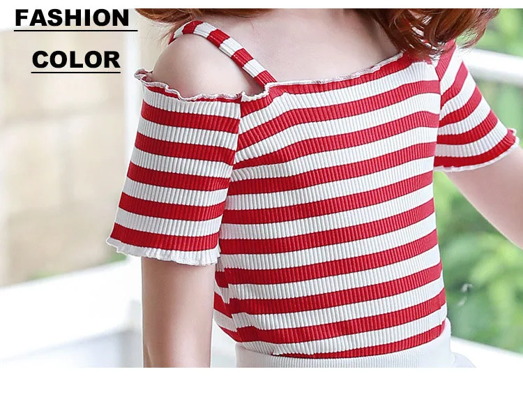 elastic off shoulder summer big girls t-shirt red striped knit children t shirt girl teenage kids tees tops 2018 new  clothing 4 5 6 7 8 9 10 11 12 13 14 15 years teenage little baby girl t-shirt 12 years t shirts for girls (16)