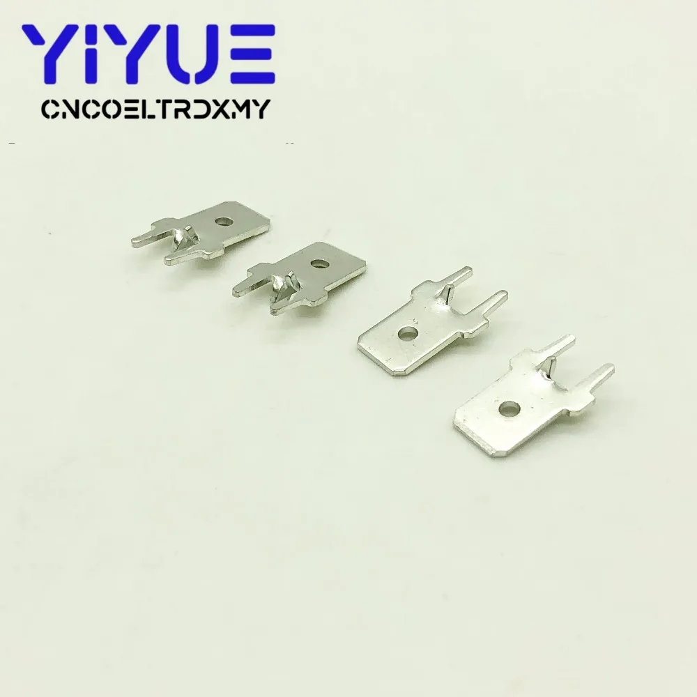 100 шт. 6,3 вставки штекер пружинный терминал 250 PCB припоя Луг DJ611 6,3 толщина 0,8 две ножки, ПХБ сварочные листы