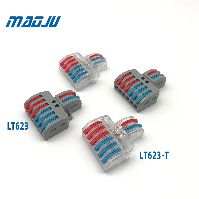 

5PCS Compact Wire Wiring Connector Conductor Fast Push-in Cable Connector Universal Terminal Block Easy Quick 2in 6out