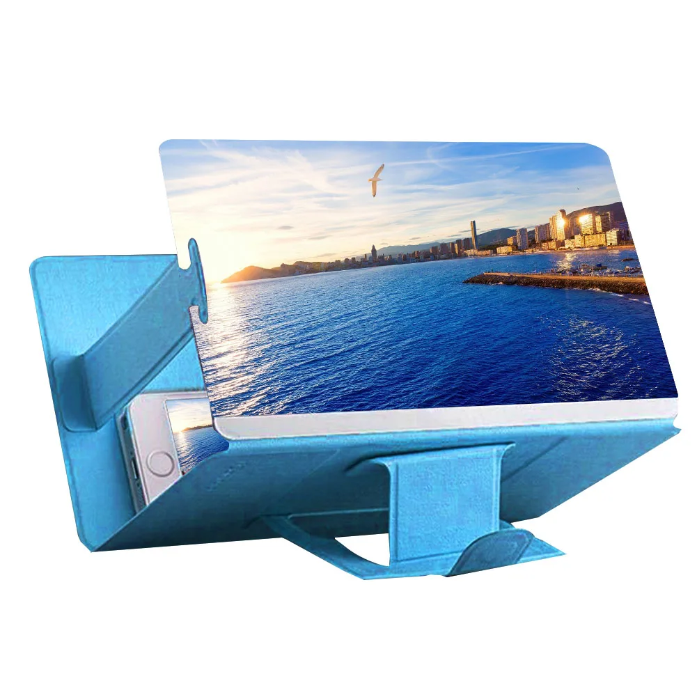 Blue Увеличительное стекло мобильного телефона 3D видео универсальный усилитель экран складной кронштейн стойка с лупой - Цвет: Blue