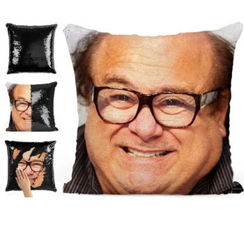 

Super Shining Danny Devito Reversible Color Changing Pillow Case Magical Nicolas Cage Cushion Cover With Sequins Pillow Cover